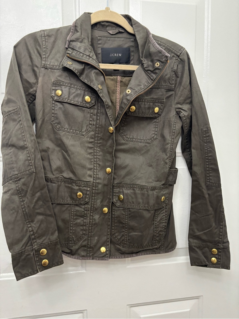J Crew Downtown Field Jacket Field Utility Dark Moss Size XS Cargo Military Boho